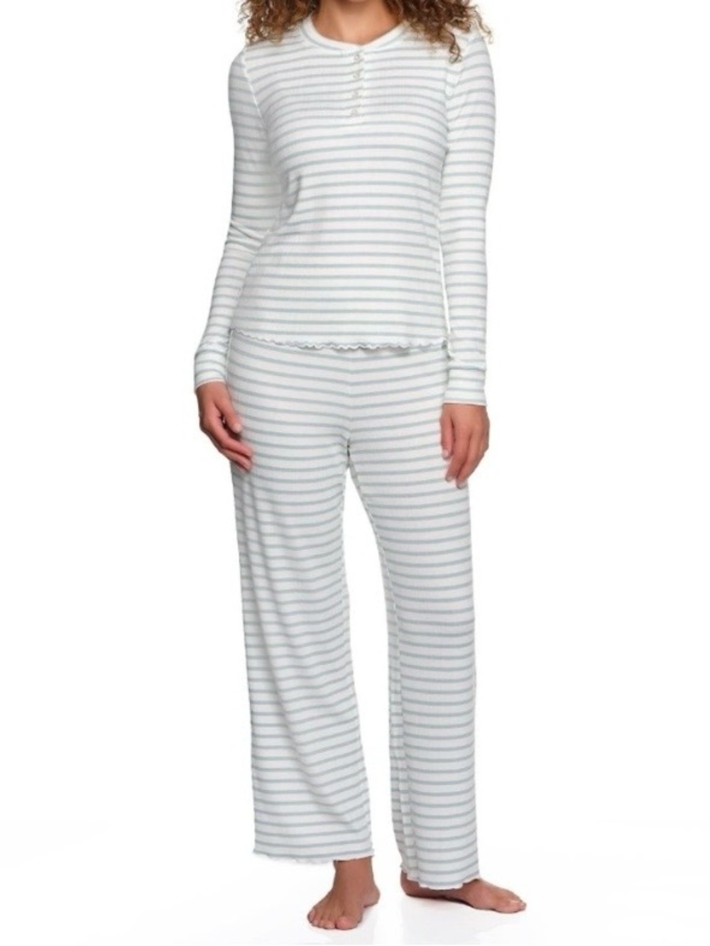 NWOT LOFT Henley Striped Pajama set Size M Comfy cozy